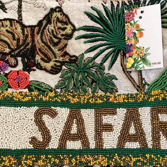 America & Beyond African Safari Embellished Beaded Limited Edition Tote Bag - Picture 3 of 16